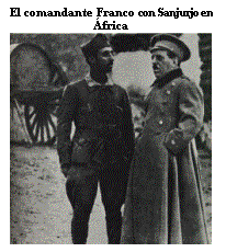 Cuadro de texto: El comandante Franco con Sanjurjo en frica  